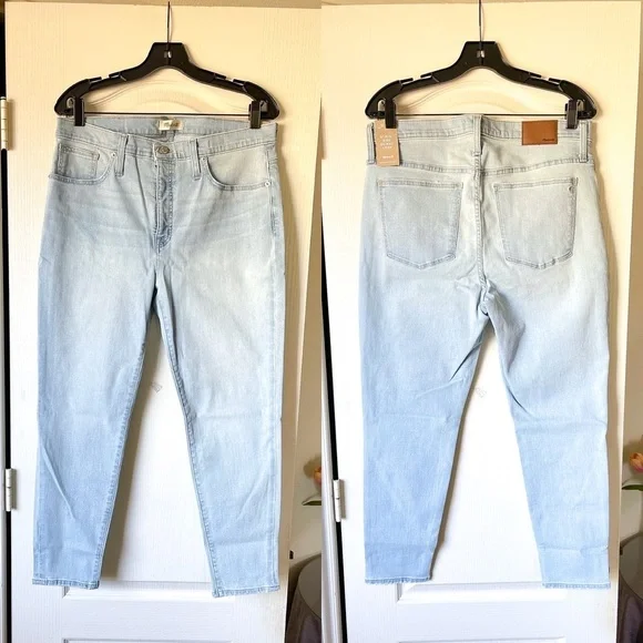 Madewell 9” Mid-Rise Skinny Crop Coolmax Jeans Simon Wash Blue Size 32 NWT - Picture 2 of 9
